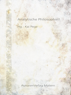 cover image of Analytische Philosophie?